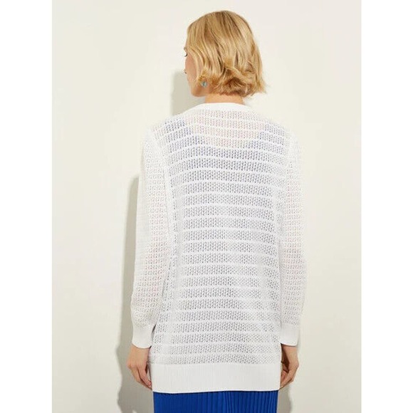NWOT MISOOK Embroidered Pointelle Knit Boyfriend Cardigan Sweater White … - Picture 2 of 7